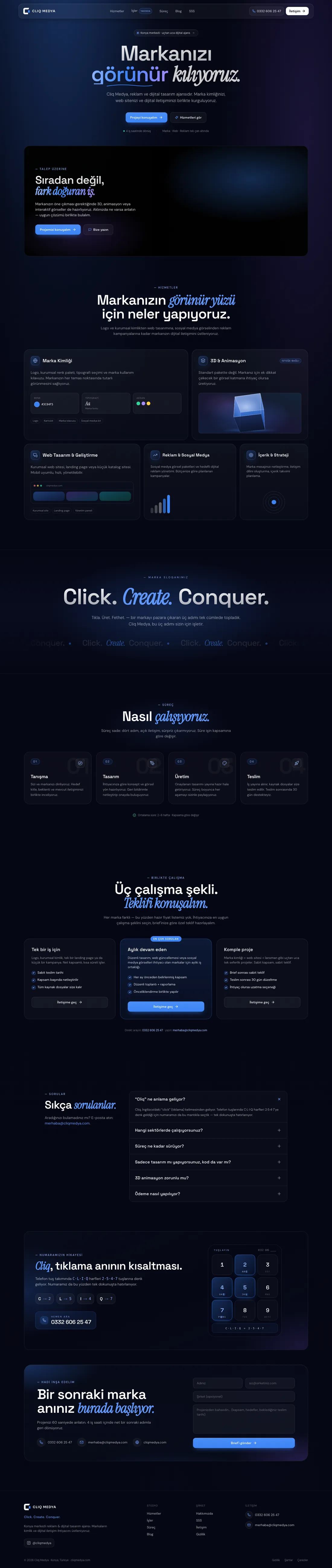 Cliq Medya kurumsal web sitesi tasarımı