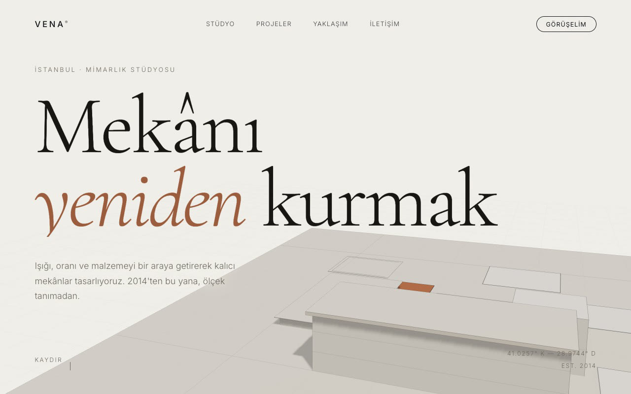 Vena Mimarlık web sitesi tasarımı